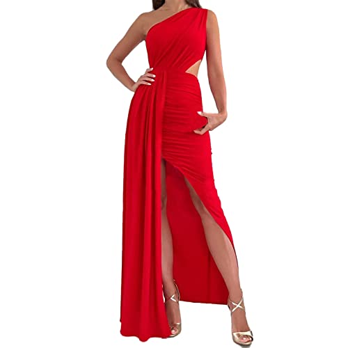 Jaihank Abendkleid Damen Kleider Elegantes Einfarbiges Cocktailkleid Ärmelloses Ballkleid mit V-Ausschnitt Sexy Spitzennähten Partykleid Kleid in A-Linie Swingkleid mit Schlitz Bodenlanges Maxikleid von Jaihank