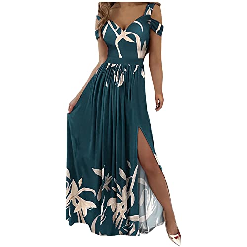 Jaihank Abendkleid Damen Kleider Elegantes Einfarbiges Cocktailkleid Ärmelloses Ballkleid mit V-Ausschnitt Sexy Spitzennähten Partykleid Kleid in A-Linie Swingkleid mit Schlitz Bodenlanges Maxikleid von Jaihank