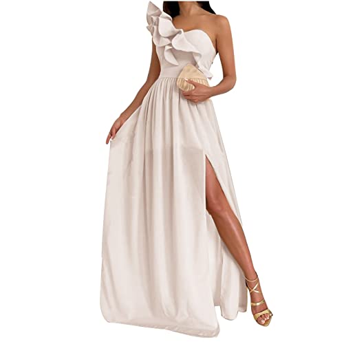 Jaihank Abendkleid Damen Kleider Elegantes Einfarbiges Cocktailkleid Ärmelloses Ballkleid mit V-Ausschnitt Sexy Spitzennähten Partykleid Kleid in A-Linie Swingkleid mit Schlitz Bodenlanges Maxikleid von Jaihank