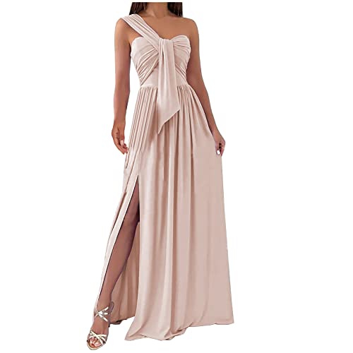 Jaihank Abendkleid Damen Kleider Elegantes Einfarbiges Cocktailkleid Ärmelloses Ballkleid mit V-Ausschnitt Sexy Spitzennähten Partykleid Kleid in A-Linie Swingkleid mit Schlitz Bodenlanges Maxikleid von Jaihank