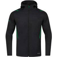 JAKO Challenge Kapuzenjacke schwarz meliert/sportgrün XL von Jako