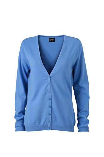 James & Nicholson Damen V-Neck Cardigan Strickjacke, Blau (Glacier-Blue), 38 (Herstellergröße: L) von James & Nicholson