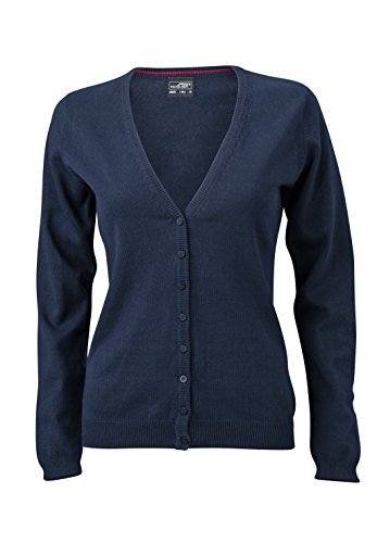 James & Nicholson Damen V-Neck Cardigan Strickjacke, Blau (Navy), 36 (Herstellergröße: M) von James & Nicholson