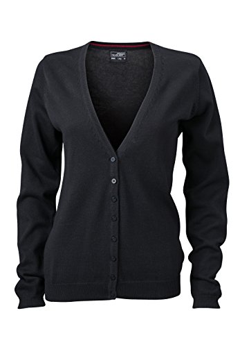 James & Nicholson Damen V-Neck Cardigan Strickjacke, Schwarz (Black), 34 (Herstellergröße: S) von James & Nicholson