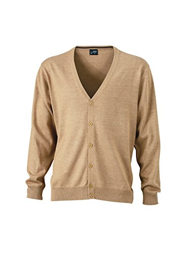 James & Nicholson Herren V-Neck Cardigan Strickjacke, Beige (Camel), X-Large von James & Nicholson