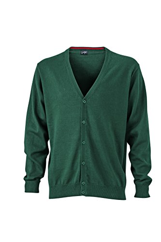 James & Nicholson Herren V-Neck Cardigan Strickjacke, Grün (Forest), Large von James & Nicholson