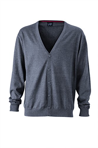 James & Nicholson Herren V-Neck Cardigan Strickjacke, Grau (Anthracite-Melange), Large von James & Nicholson