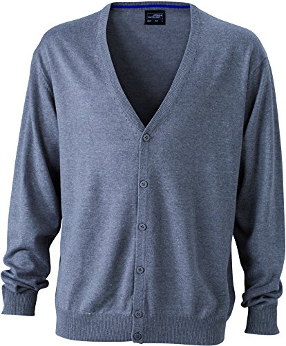 James & Nicholson Herren V-Neck Cardigan Strickjacke, Grau (Grey-Heather), Large von James & Nicholson