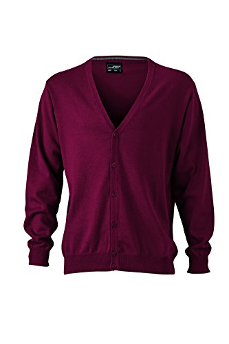 James & Nicholson Herren V-Neck Cardigan Strickjacke, Rot (Bordeaux), X-Large von James & Nicholson