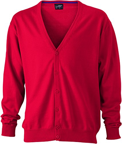 James & Nicholson Herren V-Neck Cardigan Strickjacke, Rot (Red), Large von James & Nicholson