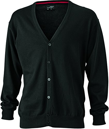 James & Nicholson Herren V-Neck Cardigan Strickjacke, Schwarz (Black), Large von James & Nicholson