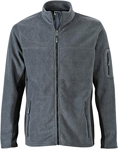James & Nicholson Herren Workwear Fleece Jacket Jacke, Grau (Carbon/Black), X-Large von James & Nicholson