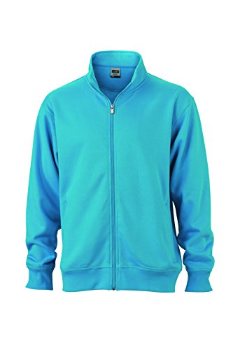 James & Nicholson Herren Workwear Sweat Jacket Sweatshirt, Blau (Turquoise), Large von James & Nicholson