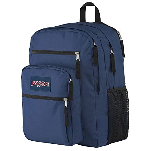 JanSport Big Laptop Rucksack Navy - Computertasche mit 2 Fächern, ergonomische Schultergurte, 15 Zoll Laptophülle, Zuggriff - Buchrucksack von JanSport