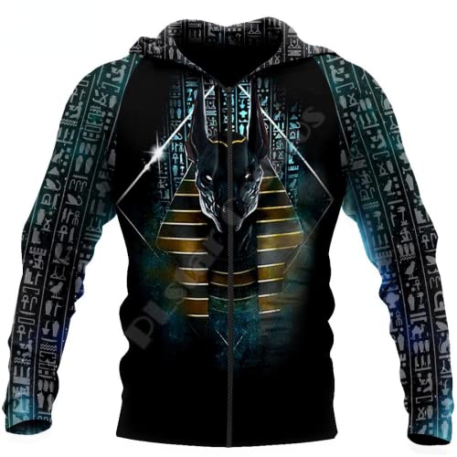 Jane Aigle Der Gott Von Ägypten Anubis-Muster 3D-Druck Männer Große Größe Hoodie Unisex Langarm-Kapuzen-Sweatshirt Mit Kordelzugtaschen von Jane Aigle