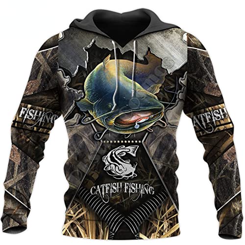 Jane Aigle Schöner Cooler Wels-Fischen-Pullover 3D-Gedruckter Unisex-Hoodie-Sweatshirt Mit Reißverschluss, Lässiger Trainingsanzug von Jane Aigle