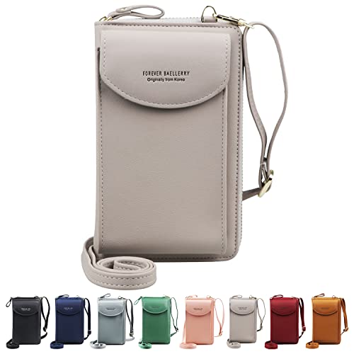 Jangostor kleine Crossbody Tasche Handy - Handy Umhängetasche, Handy Mini-Tasche, Multifunktionale Handytasche mit Credit Card Slots Verstellbar Schultergurt für Handy unter 6,3 Zoll (Grey) von Jangostor