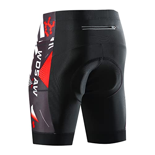 Jarade Radlerhose Herren Gepolstert Kurz Stoßfeste mit 3D Sitzpolster und 3 Taschen Fahrradhose Atmungsaktiv Schnelltrockende Radhose Elastische Radfahrhose MTB Herren Fahrrad Hosen (Rot,XL) von Jarade