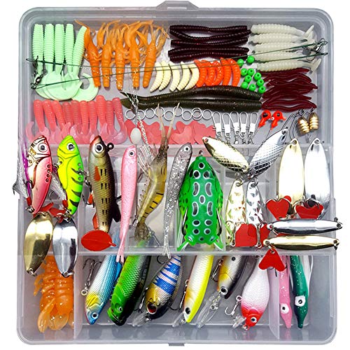 JasCherry Kunstköder mit Einer Tackle Box, Angeln Köder Gemischt, Enthält Spinnerbaits, Hartköder, Plastikwürmer, Frösche, VIB, Höhenhaken, Einzelhaken, Wirbel, Zangen usw JasCherry Kunstköder mit Einer Tackle Box, Angeln Köder Gemischt, Enthält Spinnerbaits, Hartköder, Plastikwürmer, Frösche, VIB, Höhenhaken, Einzelhaken, Wirbel, Zangen usw von JasCherry