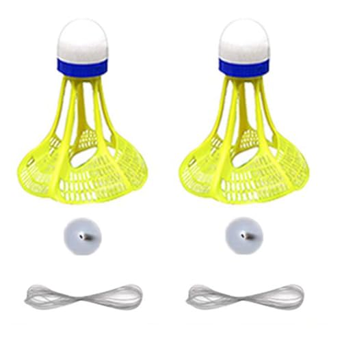 Jasaly 2 x winddichte Badmintonbälle für den Außenbereich, leuchtend, fluoreszierend, Nylon, LED-Badmintonbälle, Zubehör von Jasaly