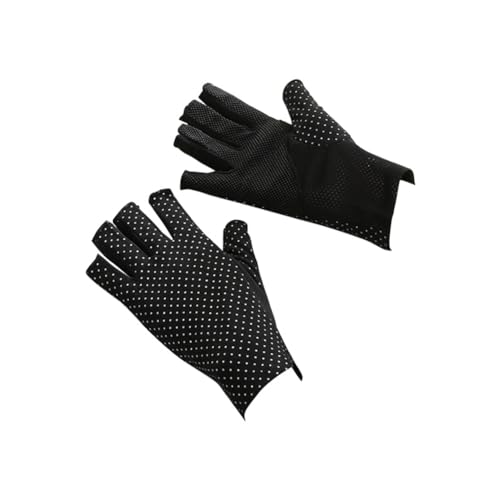 Jasaly Fingerlose Handschuhe, rutschfest, UV-Schutz, Fahrhandschuhe, Sommer, Outdoor-Handschuhe für Damen und Mädchen, Schwarz von Jasaly
