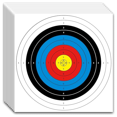 Jasaly Zielscheibenpapier für Bogenschießen, 50 Stück Zielscheiben für Pfeil und Bogen für die Jagd im Hinterhof, Zubehör für das Bogenschießen mit 10 Ringen von Jasaly