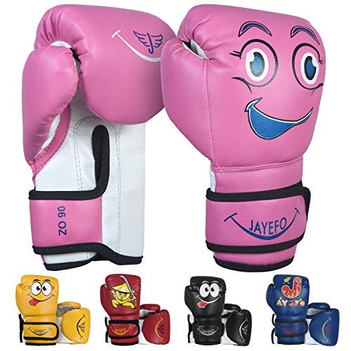 Jayefo Boxhandschuhe für Kinder und Kinder – Jugendboxhandschuhe für Boxen, Kickboxen, Muay Thai und MMA – Anfänger, schwere Boxhandschuhe für schwere Boxsäcke (Rosa, 118 g) von Jayefo