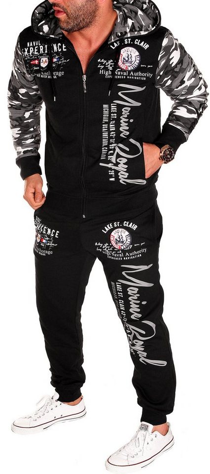 Jaylvis Jogginganzug Marine Royal Herren Trainingsanzug Sportanzug Streetwear Fitness, Jacke mit Kapuze von Jaylvis