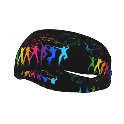 Jbyjbx Tanzen mit Musikdruck, Sportschweißband, vielseitiges Sport-Stirnband für Kinder und Erwachsene, verstellbares Kopfband von Jbyjbx