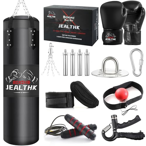 JEALTHK Boxsack mit hoher Dichte, Oxford-Gewebe, ungefüllt, für Erwachsene, Box-Trainingsgerät mit 340 g Handschuhen für Boxen, MMA, Kickboxen, Karate, Muay Thai, Heim-Fitness-Training, 1,2 m JEALTHK Boxsack mit hoher Dichte, Oxford-Gewebe, ungefüllt, für Erwachsene, Box-Trainingsgerät mit 340 g Handschuhen für Boxen, MMA, Kickboxen, Karate, Muay Thai, Heim-Fitness-Training, 1,2 m von Jealthk