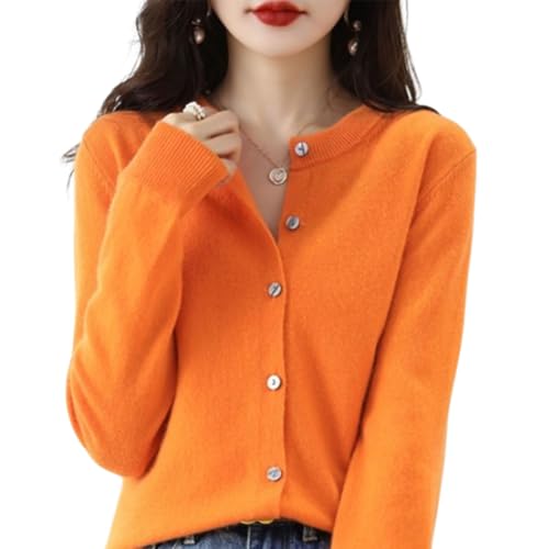 Cashmere Cardigans for Women, Cashmere Cardigan, Crochet Sweaters for Women (Orange,Large) von Jeeeun