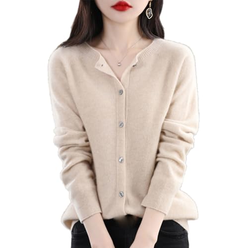 Cashmere Cardigans for Women, Cashmere Sweaters for Women, Cashmere Womens Button Down Sweaters (Beige,Large) von Jeeeun