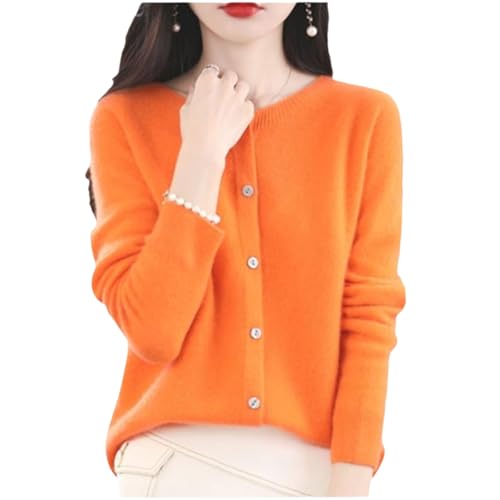 Cashmere Cardigans for Women, Cashmere Sweaters for Women, Cashmere Womens Button Down Sweaters (Orange,XX-Large) von Jeeeun