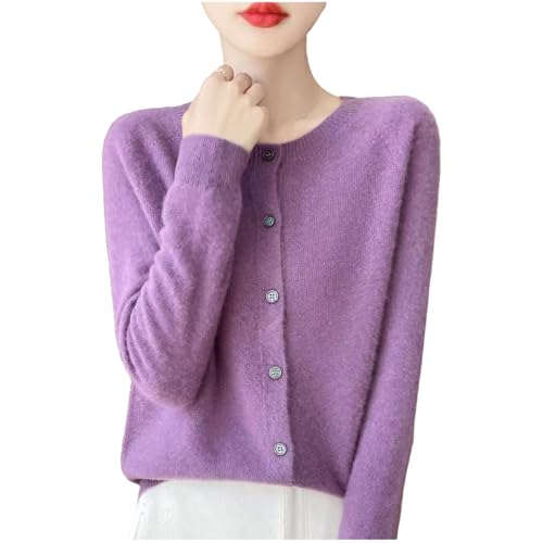 Cashmere Cardigans for Women, Cashmere Sweaters for Women, Cashmere Womens Button Down Sweaters (Purple,Large) von Jeeeun