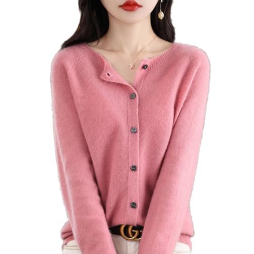 Cashmere Sweaters, Wool Cardigan Sweaters for Women, Long Sleeve Soft Warm Cashmere Cardigans (pink,Medium) von Jeeeun