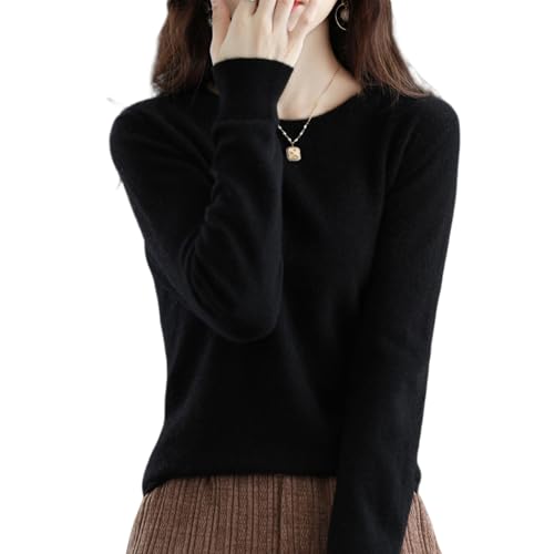 Cashmere Sweaters for Women, Cashmere Sweater, 100% Cashmere Crew Neck Long Sleeve Soft Pullover Sweater (Black,XL) von Jeeeun