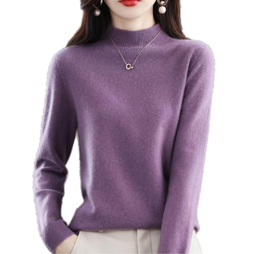 Cashmere Sweaters for Women, Pink Cashmere Sweater, Long Sleeve Soft Warm Cashmere Sweaters (Purple,S) von Jeeeun