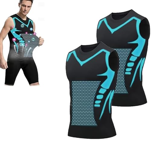 Gfouk Menionic Tourmaline Posture Corrector Vest, Menionic Tourmaline Posture Corrector Vest, Compression Vest, Mens Body Shaper (black-2pcs,XX-Large) von Jeeeun