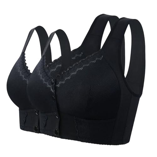 Jeeeun Moona Bra for Senior Women, Moona Bra - Front Closure Breathable Bra for Seniors (2pcs Black,36) von Jeeeun