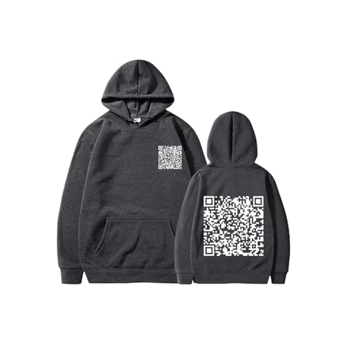 Jeeeun Qr Code Hoodie, Fu Qr Code Hoodie, Funny Fu Qr Code Hoodie, Fu Qr Code Sweatshirt for Men (Dark Gray,XXL) von Jeeeun