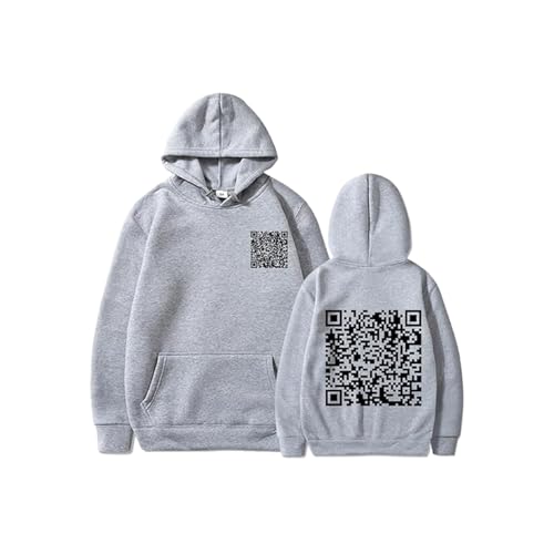 Jeeeun Qr Code Hoodie, Fu Qr Code Hoodie, Funny Fu Qr Code Hoodie, Fu Qr Code Sweatshirt for Men (Gray,XXL) von Jeeeun