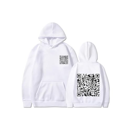 Jeeeun Qr Code Hoodie, Fu Qr Code Hoodie, Funny Fu Qr Code Hoodie, Fu Qr Code Sweatshirt for Men (White,XL) von Jeeeun