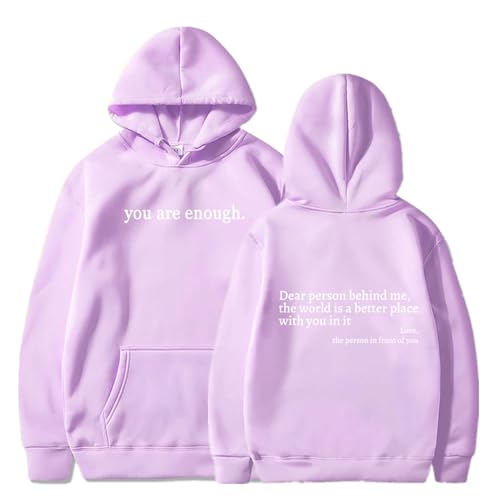 Jeeeun You Are Enough Hoodie, You Are Enough Sweatshirt, Dear Person Behind Me Hoodie for Women (Purple,3XL) von Jeeeun