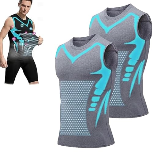 Maynox Compression Shirt, Maynox Vitaboost Compression Shirt, Sleeveless Compression Shirt Men (Gray*2pcs,X-Large) von Jeeeun