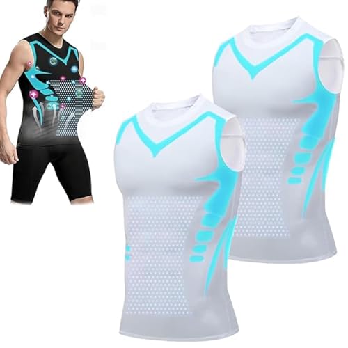 Maynox Compression Shirt, Maynox Vitaboost Compression Shirt, Sleeveless Compression Shirt Men (White*2pcs,Large) von Jeeeun