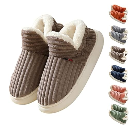 Pluffi Comfy Slippers, Pluffi Slipper Booties, Winter Fuzzy Warm Thick-Soled Plush House Men Women,Faux Fur Lined Machine Washable (Coffee,44-45) von Jeeeun