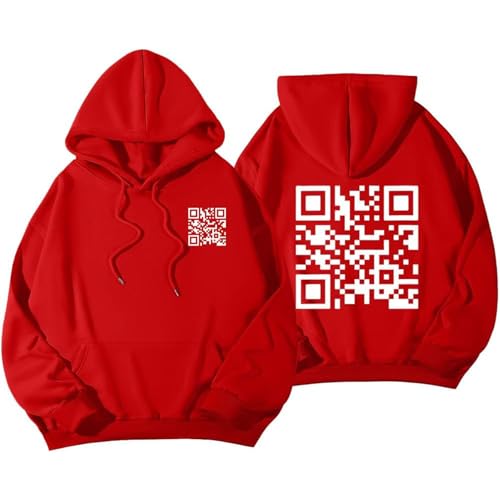 QR Code Hoodie, F U QR Code Hoodie, Funny FU QR Code Hoodie, Funny Fu Qr Code Hoodie Sweatshirt (Red,XS) von Jeeeun