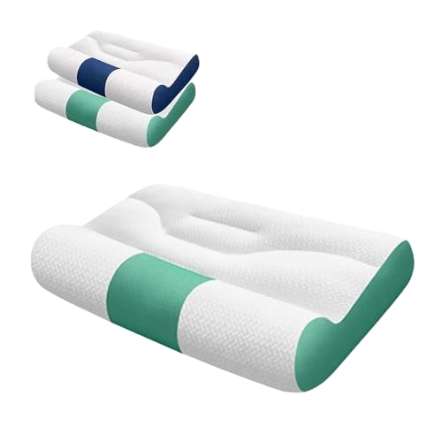 Sleep Enhancing Cervical Support Comfort Goose Down Pillow, Cervical Traction Pillow, Sleep Enhancing Cervical Support Pillow (Green,11.8 * 19.6in) von Jeeeun