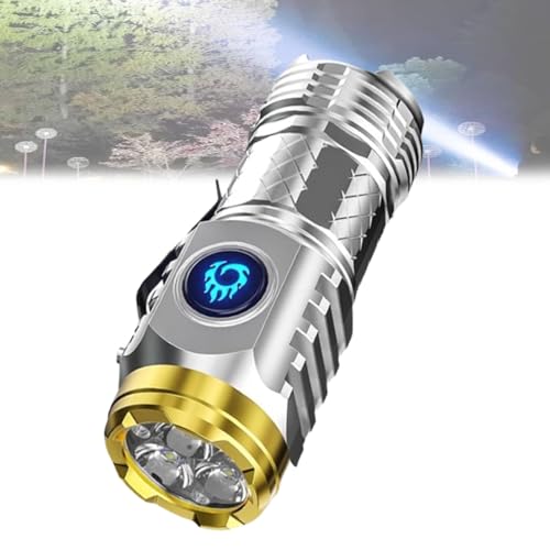 Three Eyed Monster Mini Flashlight, 2024 New Three-Eyed Monster Mini Flash Super Power Flashlight, Rechargeable Mini Flashlight (Silver) von Jeeeun