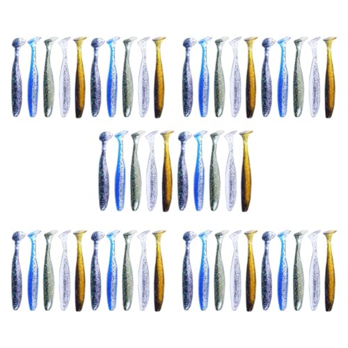 Jeenuuder 50 Stück Weichköder Silikonköder Wobbler Angelköder Meereswurm Swimbait Streamer Silikonköder Angelzubehör 7 cm von Jeenuuder